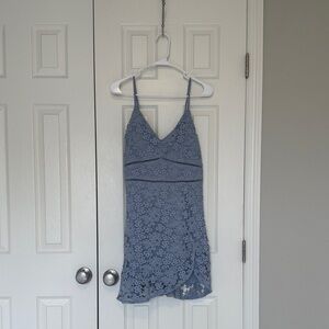 Abercrombie & Fitch - Baby blue floral lace mini spaghetti strap dress